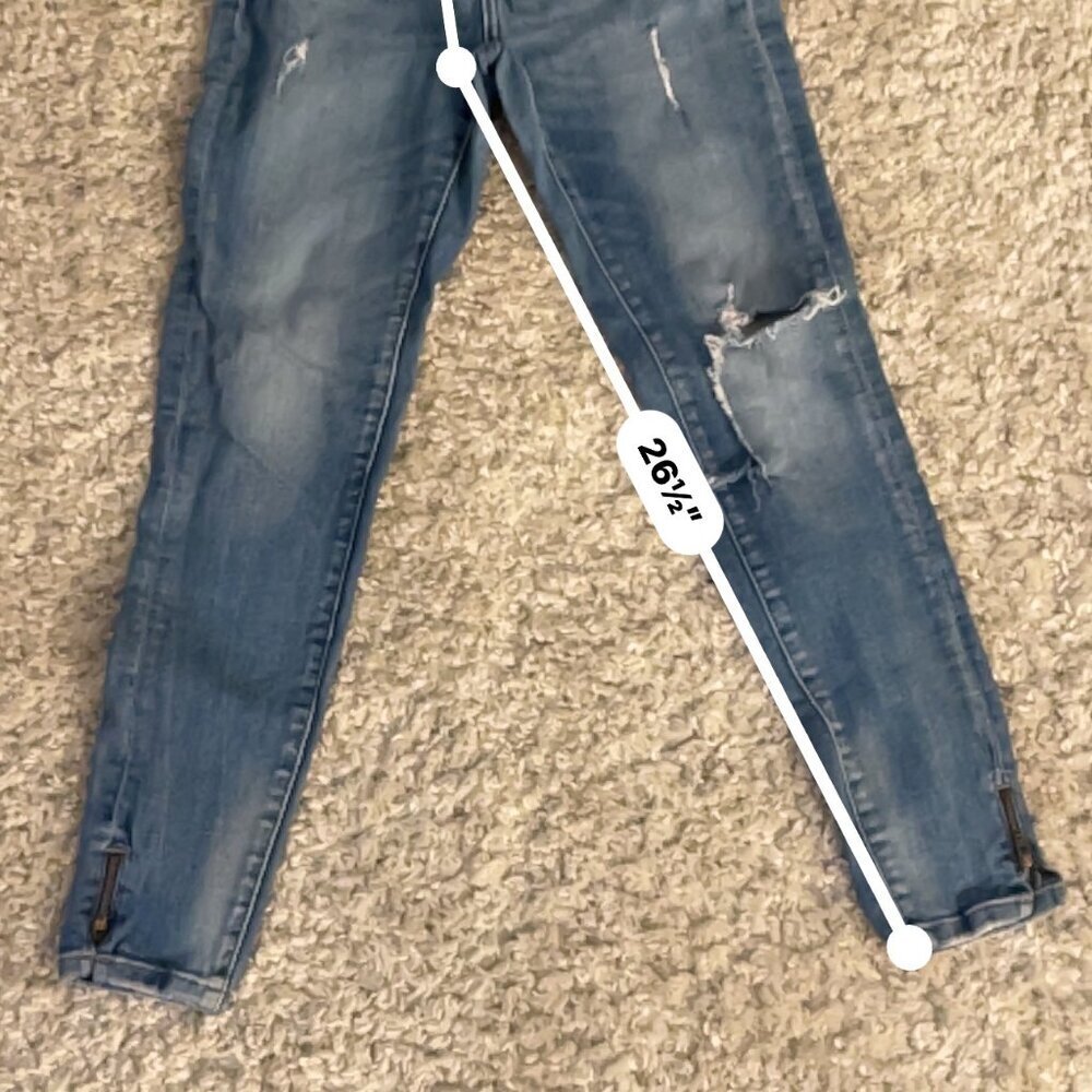 Zara Distressed Skinny Jeans w/ Ankle Zips - Picture 4 of 8